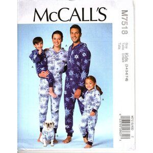 McCalls M7518 Unisex Kids 3 to 8 One Piece Jumpsuit Pajamas and Dog Coat Pattern